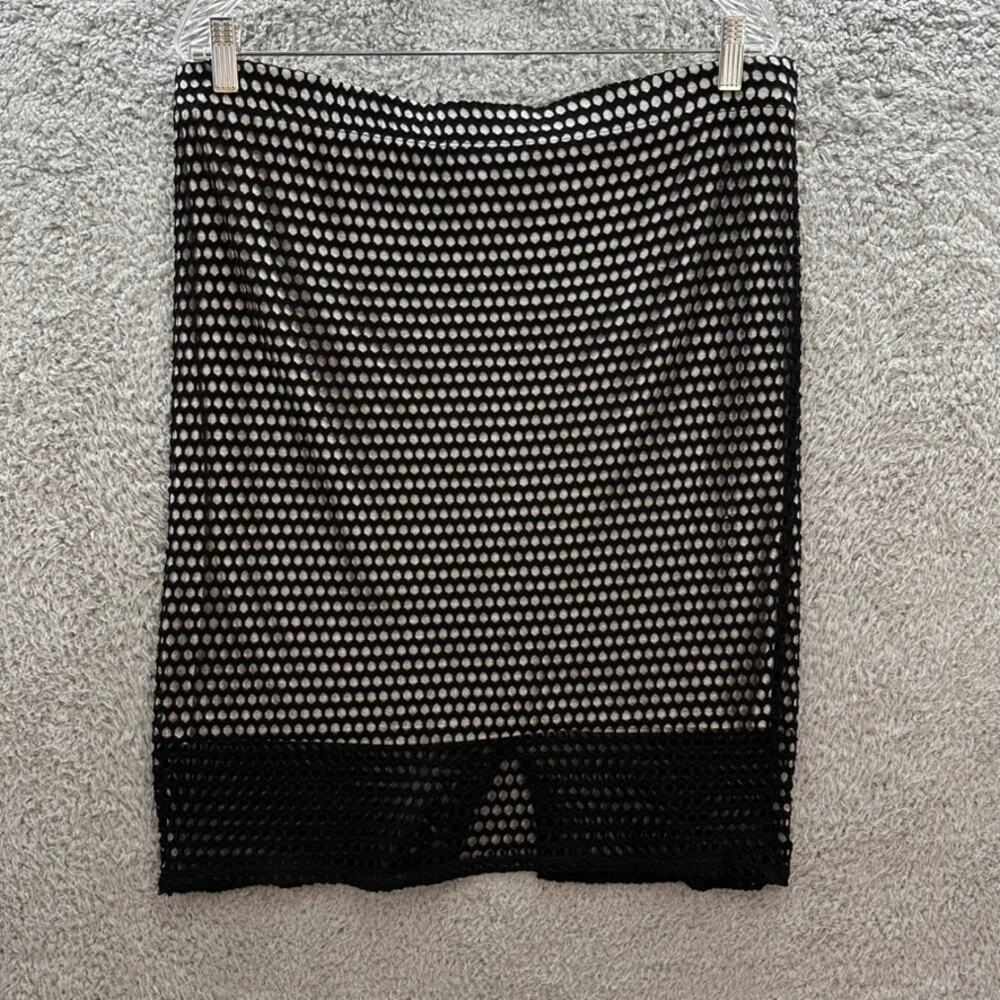 SJS Women's 1X Pencil Skirt Black Mesh Gray Lining Evening Night‎ Out